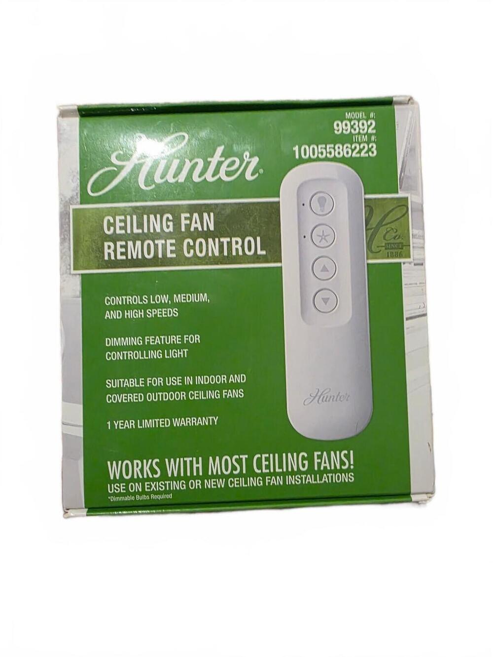Hunter Ceiling Fan Remote Control Model 99392